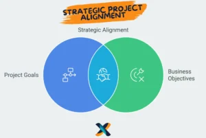 A project manager aligning project goals with organizational objectives to achieve strategic outcomes.