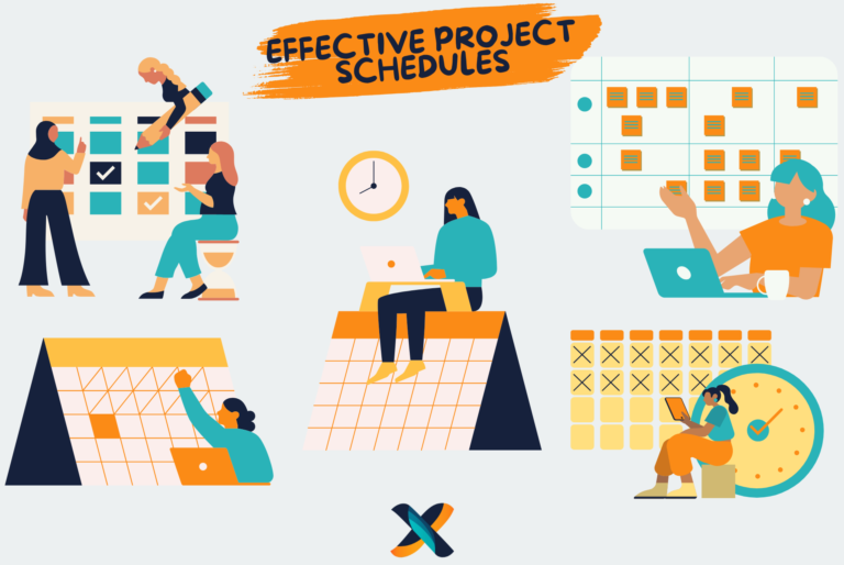 Illustration showcasing effective project scheduling techniques, including task allocation, timeline planning, and calendar management.