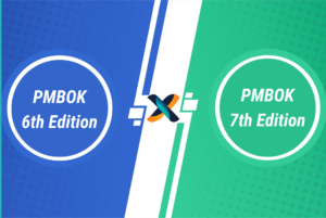 A side-by-side comparison of PMBOK 6th and 7th Editions, highlighting key differences in project management approaches.