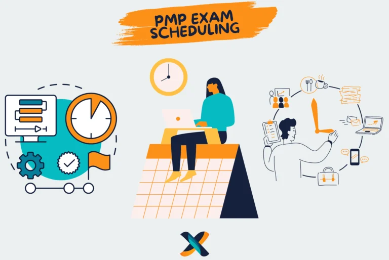 Illustration of PMP exam scheduling, showcasing time management strategies and planning tools for efficient preparation.